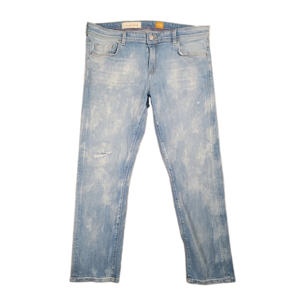 Anthropologie Pilcro Letterpress Jeans 30 Acid Bleach Wash Distressed Slim Ankle